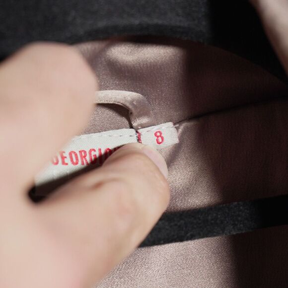 Georgiou Studio Tan Metallic Trench Coat Jacket Womens 8 Y2K Pockets Glam - Picture 5 of 9